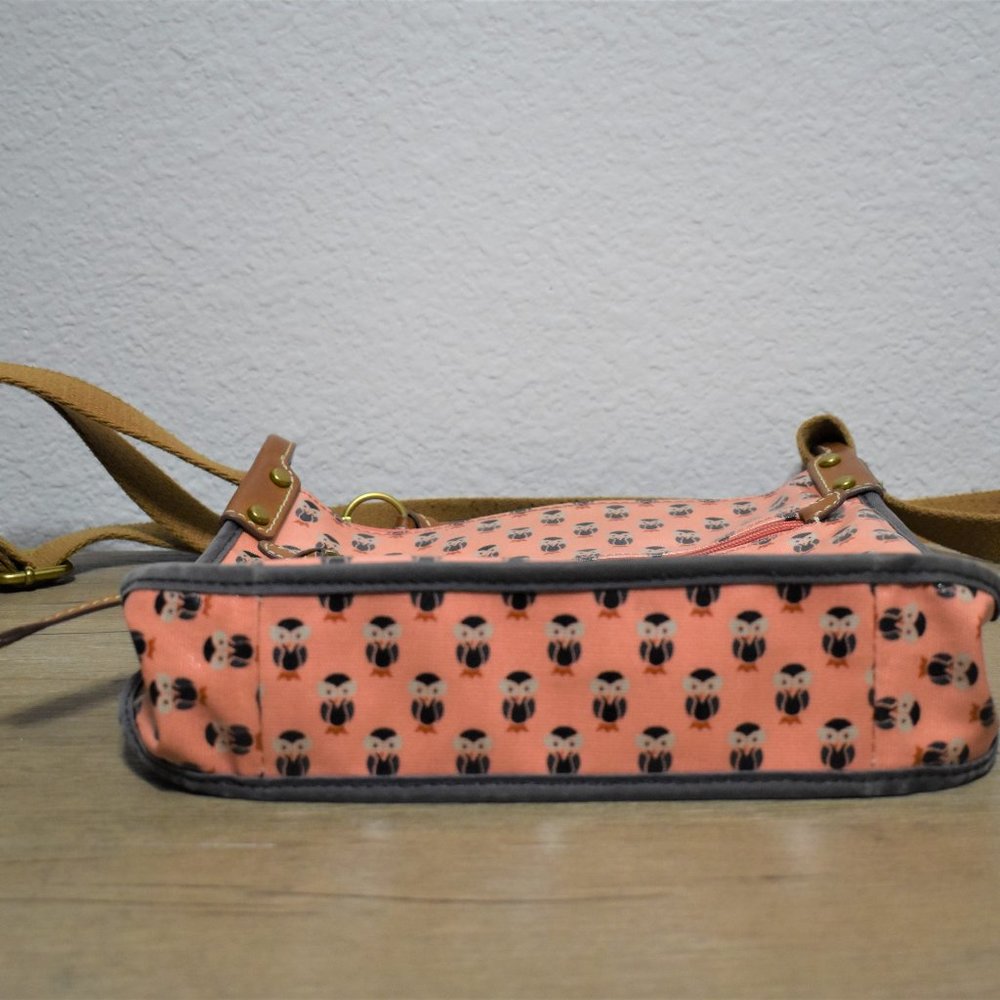 Fossil Coated Canvas Owl Print Crossbody Shoulder… - image 5